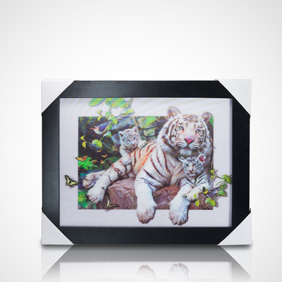 Cartel de pintura lenticular 3D PET 30*40cm 5D cartel lenticular tigres pintura 3D con marco negro para decoración del hogar