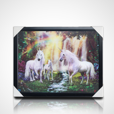 3D pintura lenticular diseños de stock PET 40 * 30cm 5D 3D imagen de caballo lenticular con marco negro