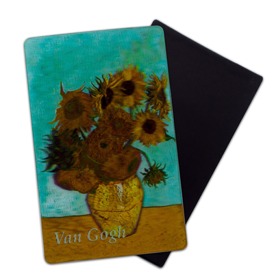 Magnetos 3D de girasol de Van Gogh para el Museo de Arte Galería de imán de nevera personalizado