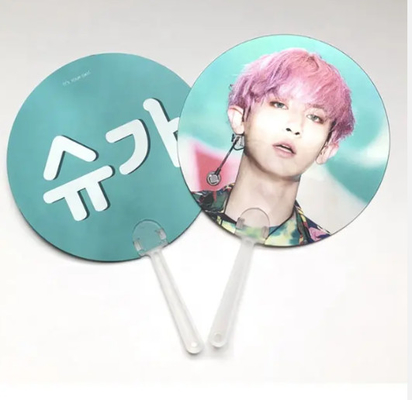 Animación 3D Lenticular personalizada Corea KPOP Idol Flip 3d Ventilador de mano de tela transparente Ventilador de mano para regalos