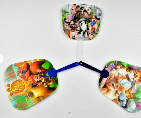 Diseños hermosos personalizados 3D Lenticular Ventilador de mano plástico PET 3D promocional Ventiladores de mano dibujos animados 3D ventiladores lenticulares